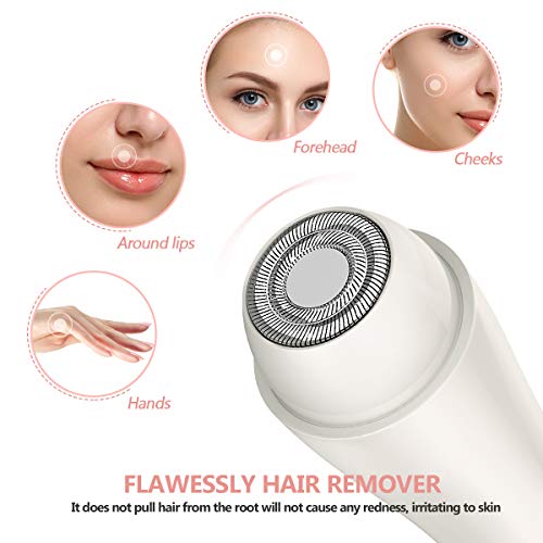 Facial Hair Removal for Women, ETEREAUTY Painless Hair Remover Waterproof with 2 Count Replacement Head for Face Armpits Legs