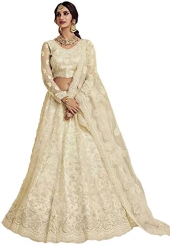Fast Fashions Women's Chain Stitch Semi Stitched Net Lehenga Choli