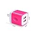 Charger Box, FiveBox Dual Port USB Wall Charger Brick Plug Adapter 2.1A Phone Charging Base Cube Charger Block for iPhone X/8/6/7/6S/7 Plus, iPad, Apple, Samsung S7 S6 S8, Android, LG, ZTE-2Pack/Pink