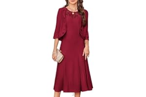 GRACE KARIN Grandma of The Bridal Dress,Weddings Cocktail Evening Dresse for Women, Lace Sequins Midi Dresses with Jackets