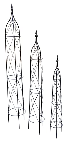 Fachhandel Plus Rankhilfe Rank-Obelisken Metall Kletterhilfe Ranksäule Klettersäule 3er Set – Bild 3