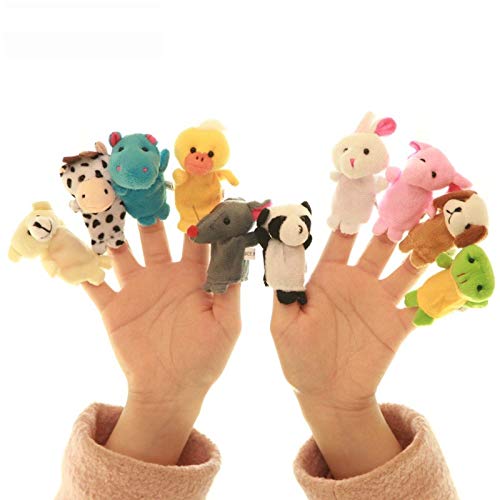 Genmine 10 Pcs Cute Animal Finger Puppets Soft Velvet Plush Dolls Props Toys for Children, Toddlers,Kids, Shows, Playtime, Schools