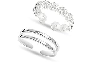 LeCalla 925 Sterling Silver Minimalist Toe Rings Set of Toe Ring Lightweight Antique Adjustable Open Toe Rings Band Ring Summ