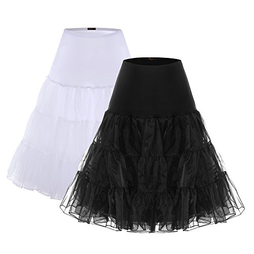 BAOMOSI Women s 50s Vintage Petticoat Skirts Crinoline Tutu Underskirts 2PACK L