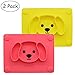 Baby Silicone Suction Placemat + Plates - Food Feeding Divided Mat for Kids and Toddlers Fits Most Highchair Trays - Easily Wipe Clean - Dishwasher and Microwave Safe (Yellow & Pink)
