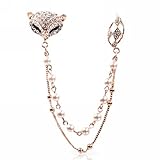 Merdia Elegant White Rhinestone Fox Animal Link Chain Brooch [Jewelry]