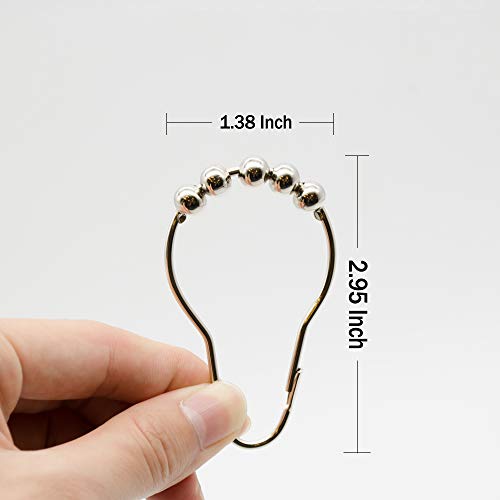 AMS Shower Curtain Hooks Rings - 100% Stainless Steel - Decorative with Polished Metal Frame,Set of 12 Rings (Nickel)
