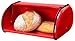 Greenco Stainless Steel Bread Bin Storage Box, Roll up Lid (Red) primary