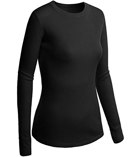 ACTIVE BASIC WOMEN PLAIN BASIC ROUND CREW NECK THERMAL LONG SLEEVES T SHIRT TOP