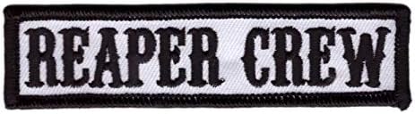Black on White Reaper Crew Outlaw Biker Jacket Costume Patch