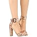 Love Mark Womens Open Toe Buckle Ankle Strap Cuff Platform Chunky Heel Pump Sandal 7 Rose Gold