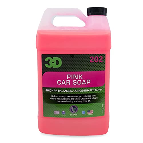 3D Pink Car Wash Soap (1 Gallon) pH Balanced, Easy Rinse, Scratch
