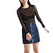 May&Maya Women's Long Sleeve Pure Mesh Blouse(Black M)
