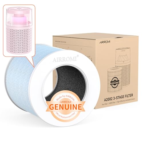AIRROMI A2002 HEPA Air Purifier Replacement Filter, 4-In-1 Original Filter, Remove 99.97% of 0.3 Micron Particle Blue Smoke(1 Pack)