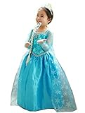 Girls Princess Elsa Chiffon Cosplay Costume Long Dress for Girls Kids