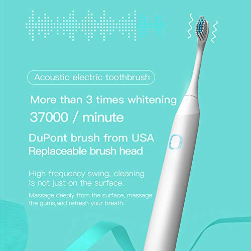 Electric Toothbrush IPX7 Waterproof Whitening Prevent Tooth Decay Removes Plaque with 1 Extra Replacement Brush Heads (BLACK)
