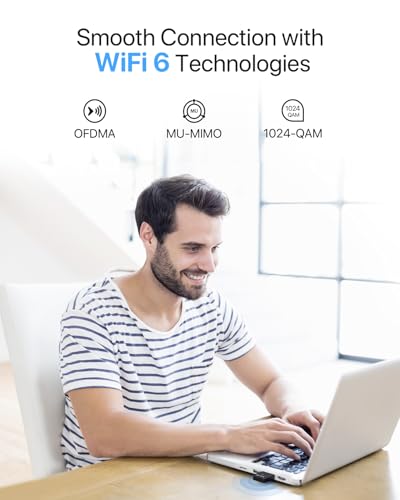 BrosTrend Mini AX900 WiFi 6 USB, WiFi Stick for Fixed PC, Dual-Band 5GHz 600Mbps + 2.4GHz 286Mbps, Internet Flash Drive USB Wi-Fi Adapter for Windows 11/10/7, USB2.0 OFDMA Wi-Fi Receiver