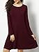 Zero City Womens Casual Pockets Plain Flowy Simple Swing T-Shirt Loose Dress, 02burgundy, X-Large