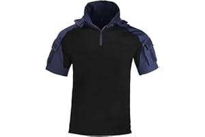 HAN·WILD Men's Combat Shirts Tactical Short Sleeve Shirt Cargo Military Airsoft T-Shirt with Hood Outdoor