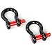 8MILELAKE 3/4inches (2 Pack) D-Ring Shackle, 4 3/4 tons WLL (9,500 Lbs), Heavy Duty Galvanized D Ring for Jeep Vehicle Recovery (Black & Red)