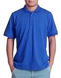 HDE Men's Polo Shirt Short Sleeve Classic Pique (Blue, Large)