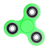 Tri Fidget Hand Spinner - fidget work Ultra Fast Bearings - Finger Toy, Great Gift (SILVER-GREEN)