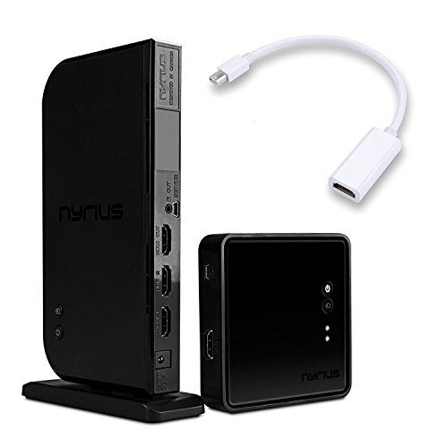 Nyrius ARIES Home+ Wireless HDMI 2x Input Transmitter & Receiver for Streaming HD 1080p 3D Video and Digital Audio (NAVS502) - BONUS Apple Mini Display Port to HDMI Adapter Included