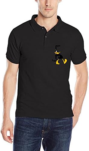 Quasi Men's Daffy Duck Short Sleeve Cotton Polo T Shirts For Men Size S US Black