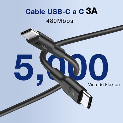 1 Hora PD 30W Cargador Tipo C - Cargador Carga Rápida con 1M 3A Cable USB C a C - Compatible con iP16/16P/16PM/15/15P/15PM, Samsung Galaxy A55/S23/Note10/S20 Ultra/S10/S9/S8, Xiaomi (Negro)