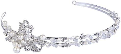 JoinMe Women's Bohemian Flower Clear Crystal Cream Simulated Pearl Wedding Bridal Hair Accessory Headband
