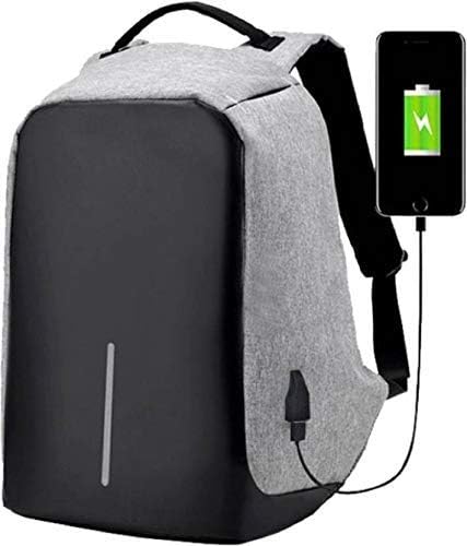 COOLMONKEY Anti Theft Backpack Waterproof Business Laptop Bag with USB Charging Port,Suit for 15.6 inch Laptop, Notebook, Camera and Mobile (Grey)