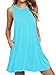 HAOMEILI Women's Sleeveless Pockets Casual Swing T-Shirt Summer Dresses (X-Large, Nile Blue)