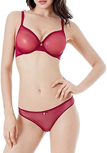 LadyFinery Women's Super Thin Cup Breathable Bra Sexy Push Up Underwear Set And Panties