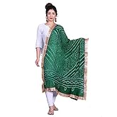 IGH Pack of 1 Pcs Bandhej Dupatta, Tie-Dye Scarves, Zari Border Lace Heavy Dupatta, Rajasthani Bandhej