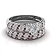 Couple Ring Bridal Set His And Hers Women 10k White Gold Filled Heart Garnet CZ Men Tungsten Carbide Band 10k Wedding Ring Band Set