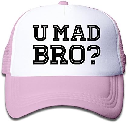 Kid's U Mad Bro Funny Wordmark Snapback Cap Hat Pink