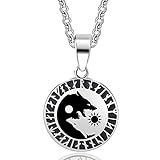 HANDMADE JEWELLERY - Werewolf Sun Moon Stainless Steel Norse Vikings Pendant Necklace Viking Amulet Pendant (55MM(22 Inches))