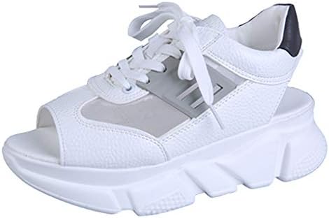 Women Comfy Platform Sandals Open Toe Sports Shoes Ladies Summer Flats Lace-Up Wedges Breathable Holiday Beach Shoes by LILICAT