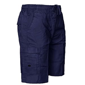 Mens Elasticated Waist Shorts Cargo Combat Summer Beach Cotton Pants S-6XL