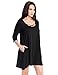 Grapent Women's Criss Cross Black 3/4 Sleeves Casual Shift Short Dress