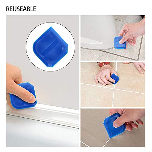 3 in 1 Silicone Caulking Tool Kit, 15 Pcs Caulk Remover and Finishing Tools Silicone Sealant Finishing Tool Grout Scraper Caulking Scraper Edge Tool for Bathroom Kitchen Window Sealing