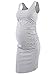 Liu & Qu Women's Maternity Sleeveless Tank Dresses Side Ruching Bodycon Dress for Daily Wearing or Baby Shower (Grey White Stripe,M)