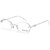 LUFF Rimless Reading Glasses For Women 3.25 | 96% Blue Light Blocking | Lightweight 16g Metal Frame | Computer Readers for Eye Strain Relief | 4 Colors