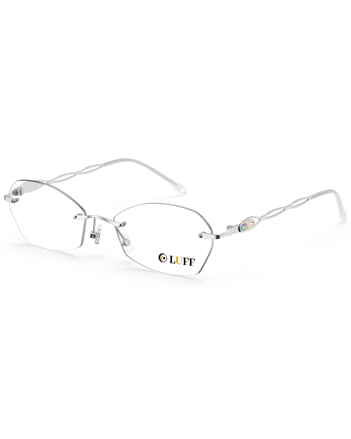 LUFF Rimless Reading Glasses for women men Blue light blocking lightweight metal classic computer readers Anti Eyestrain