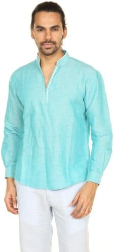 A.N.D. by Anita Dongre Mens Hook and Eye Placket Pullover Tunic with Mandarin Collar Medium
