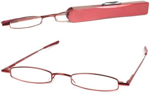 I-Mag Mini Slim Metal Spring Hinge Reading Glasses with Slide Open Hard Case (Red, 2.00) by I-Mag Reading Glasses