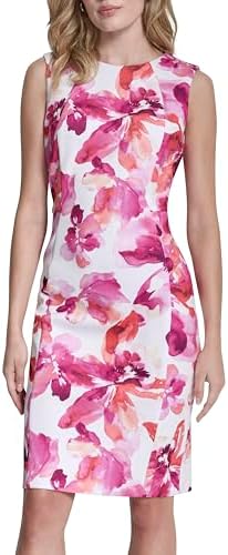 dkny sleeveless pleated tie neck shift dress DKNY Womens Tie Neck Mini Shift Dress Pink 6