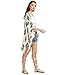 SweatyRocks Women Kimono Vintage Floral Beach Cover up, Black Print in White, Small