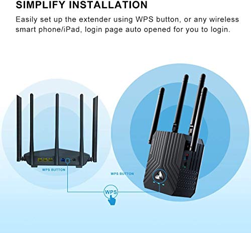 Prescitech WiFi Range Extender X12, Covers Up to 1500 Sq Ft and 25 Devices with AC1200 Dual Band Wireless Signal Booster, Internet Repeater, Extends Wi-Fi to Home & Garden