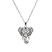 ZEALMER Vintage Silver Good Luck Elephant Owl Necklace Pendant Feathers Chain Tassel